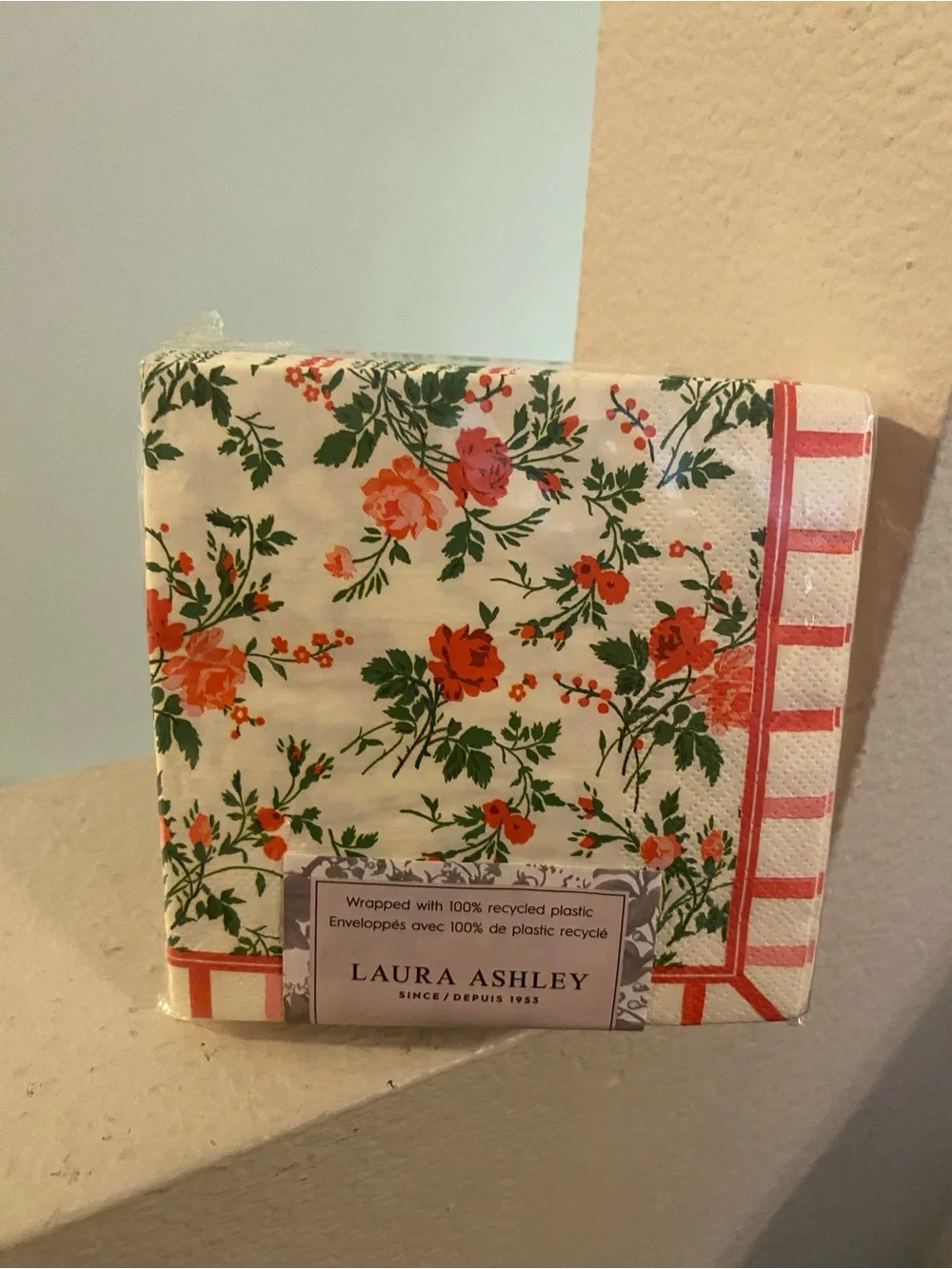Laura Ashley Floral Paper Napkins in White, Red, Green